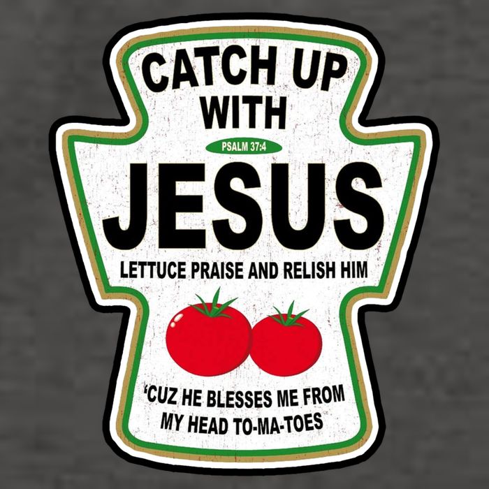 Catch Up With Jesus Funny Ketchup Faith Vector Backpack