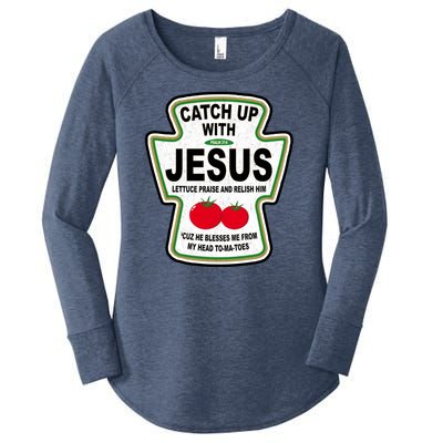 Catch Up With Jesus Funny Ketchup Faith Women's Perfect Tri Tunic Long Sleeve Shirt