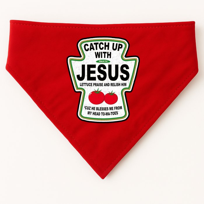 Catch Up With Jesus Funny Ketchup Faith USA-Made Doggie Bandana