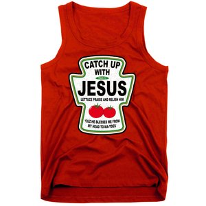 Catch Up With Jesus Funny Ketchup Faith Tank Top