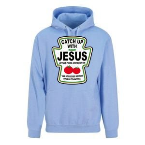 Catch Up With Jesus Funny Ketchup Faith Unisex Surf Hoodie