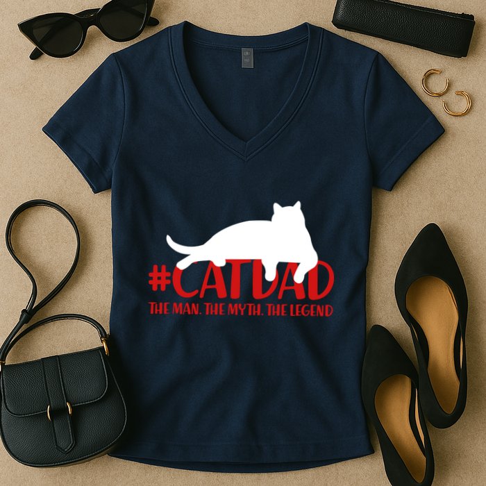 #CatDad The Man Myth Legend Women's V-Neck T-Shirt