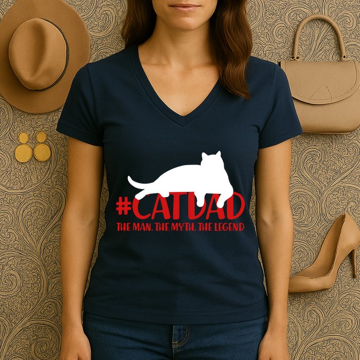 #CatDad The Man Myth Legend Women's V-Neck T-Shirt