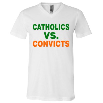 Catholics Vs. Convicts V-Neck T-Shirt