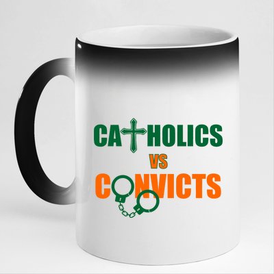 Catholics Vs. Convicts 1988 Cross and Handcuffs 11oz Black Color Changing Mug