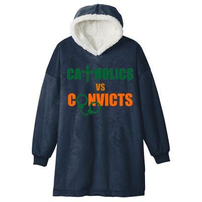 Catholics Vs. Convicts 1988 Cross and Handcuffs Hooded Wearable Blanket