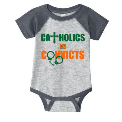 Catholics Vs. Convicts 1988 Cross and Handcuffs Infant Baby Jersey Bodysuit