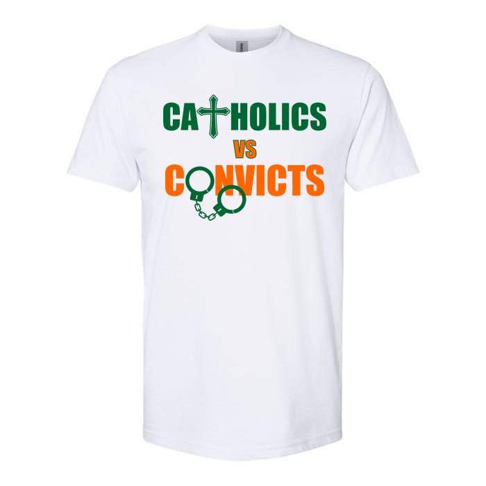 Catholics Vs. Convicts 1988 Cross and Handcuffs Softstyle CVC T-Shirt