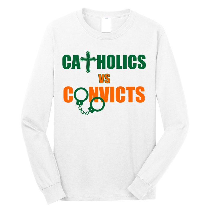 Catholics Vs. Convicts 1988 Cross and Handcuffs Long Sleeve Shirt