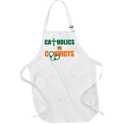 Catholics Vs. Convicts 1988 Cross and Handcuffs Full-Length Apron With Pockets