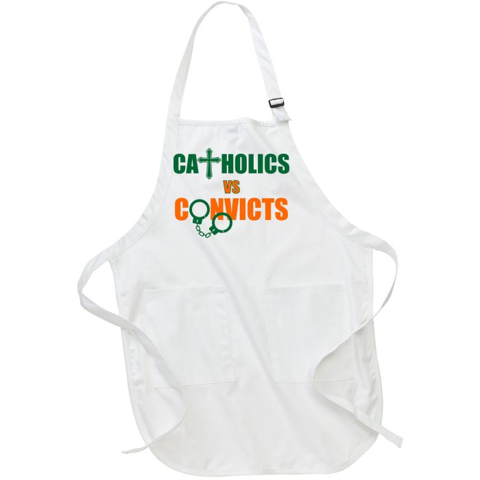 Catholics Vs. Convicts 1988 Cross and Handcuffs Full-Length Apron With Pockets