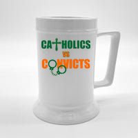 Catholics Vs. Convicts 1988 Cross and Handcuffs Beer Stein