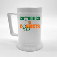 Catholics Vs. Convicts 1988 Cross and Handcuffs Beer Stein