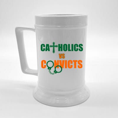 Catholics Vs. Convicts 1988 Cross and Handcuffs Beer Stein