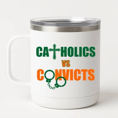 Catholics Vs. Convicts 1988 Cross and Handcuffs 12 oz Stainless Steel Tumbler Cup