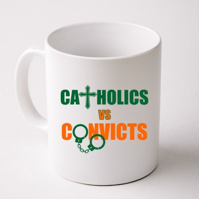 Catholics Vs. Convicts 1988 Cross and Handcuffs Coffee Mug