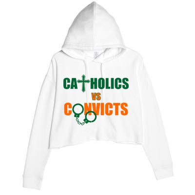 Catholics Vs. Convicts 1988 Cross and Handcuffs Crop Fleece Hoodie