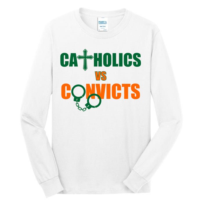 Catholics Vs. Convicts 1988 Cross and Handcuffs Tall Long Sleeve T-Shirt