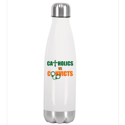 Catholics Vs. Convicts 1988 Cross and Handcuffs Stainless Steel Insulated Water Bottle