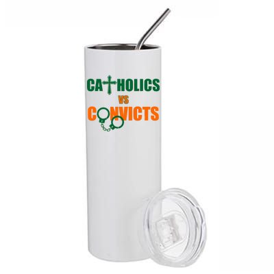 Catholics Vs. Convicts 1988 Cross and Handcuffs Stainless Steel Tumbler