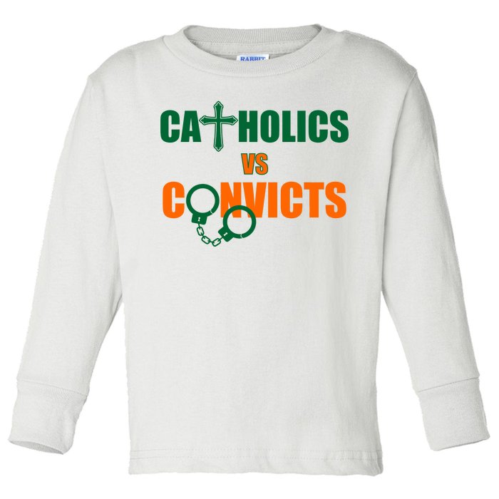 Catholics Vs. Convicts 1988 Cross and Handcuffs Toddler Long Sleeve Shirt