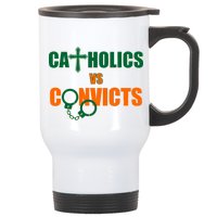 Catholics Vs. Convicts 1988 Cross and Handcuffs Stainless Steel Travel Mug