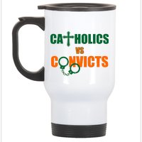 Catholics Vs. Convicts 1988 Cross and Handcuffs Stainless Steel Travel Mug