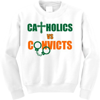 Catholics Vs. Convicts 1988 Cross and Handcuffs Kids Sweatshirt