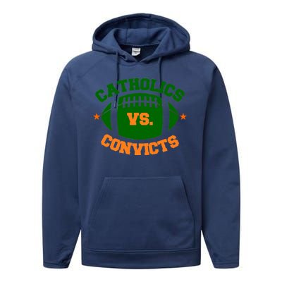 Catholics Vs. Convicts 1988 Football Logo Performance Fleece Hoodie