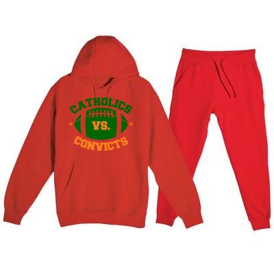 Catholics Vs. Convicts 1988 Football Logo Premium Hooded Sweatsuit Set