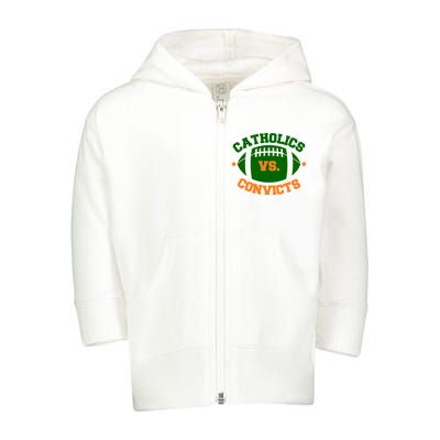 Catholics Vs. Convicts 1988 Football Logo Toddler Zip Fleece Hoodie