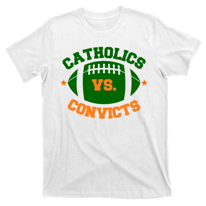 Catholics Vs. Convicts 1988 Football Logo T-Shirt