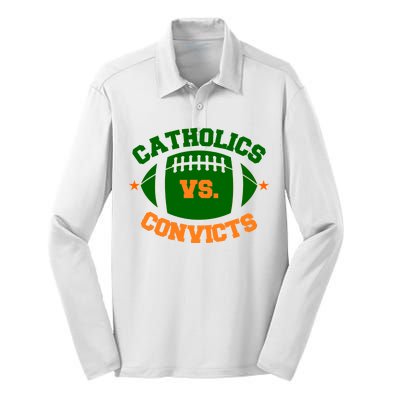 Catholics Vs. Convicts 1988 Football Logo Silk Touch Performance Long Sleeve Polo