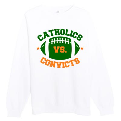 Catholics Vs. Convicts 1988 Football Logo Premium Crewneck Sweatshirt