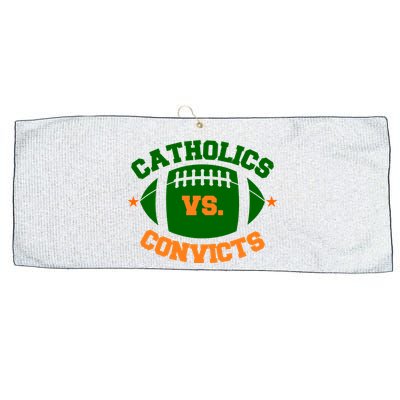 Catholics Vs. Convicts 1988 Football Logo Large Microfiber Waffle Golf Towel