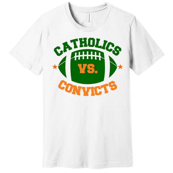 Catholics Vs. Convicts 1988 Football Logo Premium T-Shirt