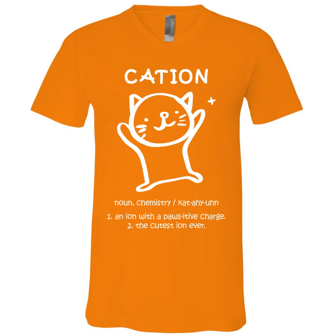 Cation Definition Ion Paws-itive Charge V-Neck T-Shirt