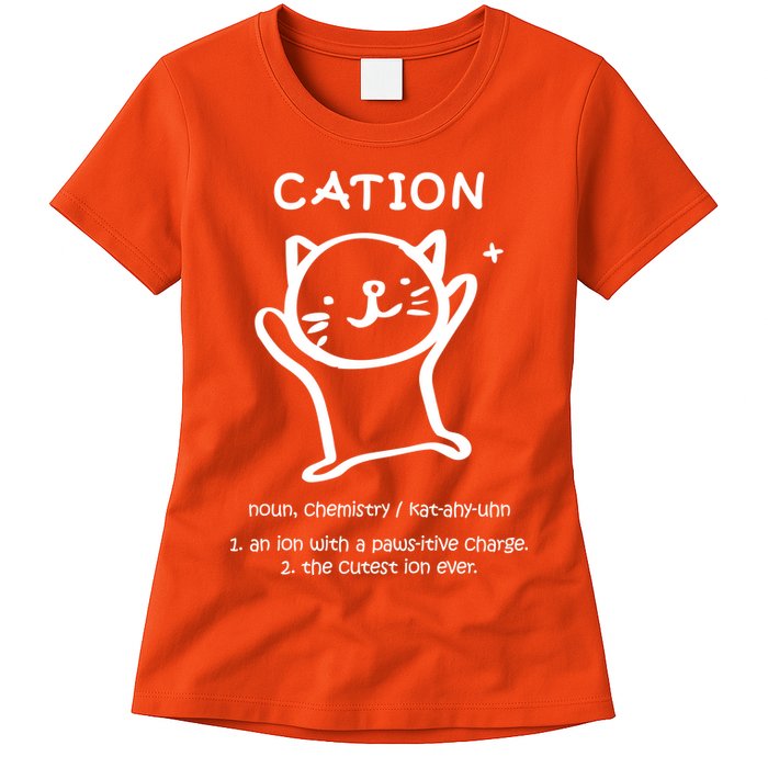 Cation Definition Ion Paws-itive Charge Womens T-Shirt