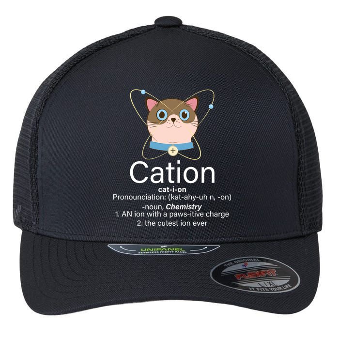 Cation Science Joke Funny Flexfit Unipanel Trucker Cap