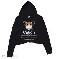 Cation Science Joke Funny Crop Fleece Hoodie