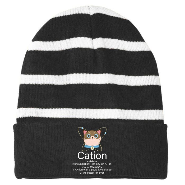 Cation Science Joke Funny Striped Beanie with Solid Band