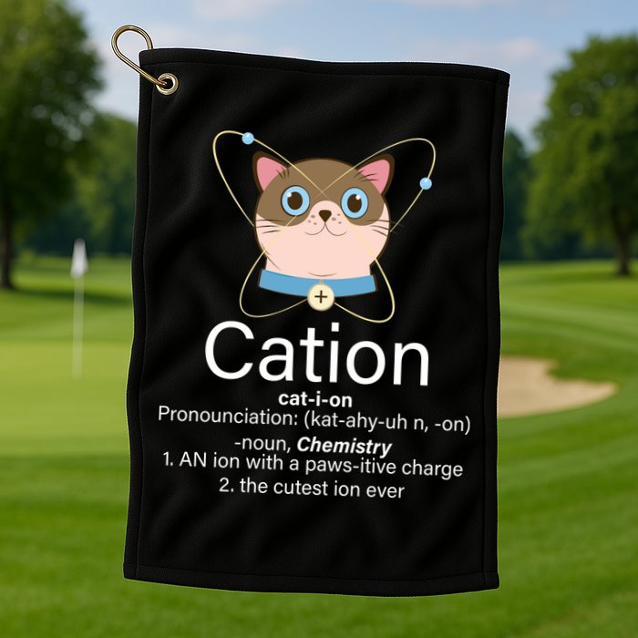 Cation Science Joke Funny Golf Towel