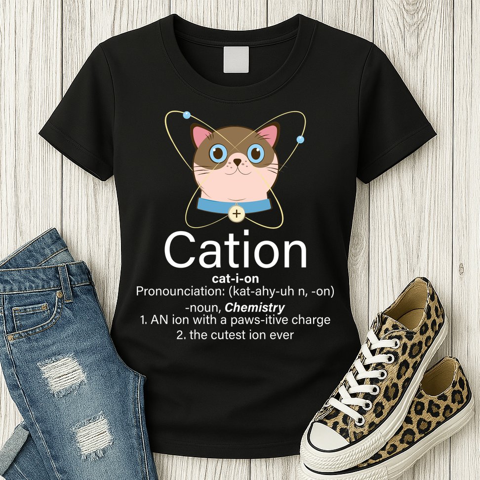 Cation Science Joke Funny Womens T-Shirt