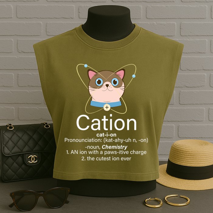 Cation Science Joke Funny Garment-Dyed Women's Muscle Tee