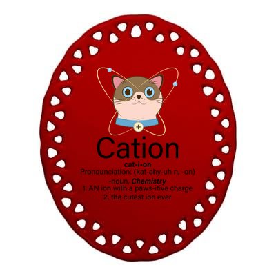 Cation Science Joke Funny Ceramic Oval Ornament