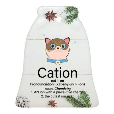 Cation Science Joke Funny Ceramic Bell Ornament