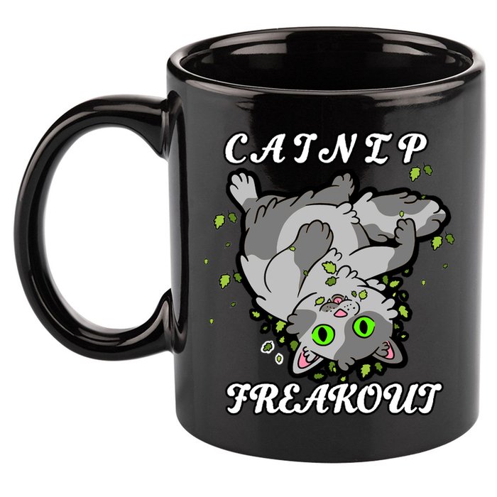Catnip Freakout 11oz C Handle Ceramic Mug