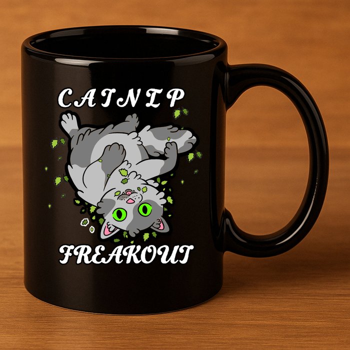 Catnip Freakout 11oz C Handle Ceramic Mug