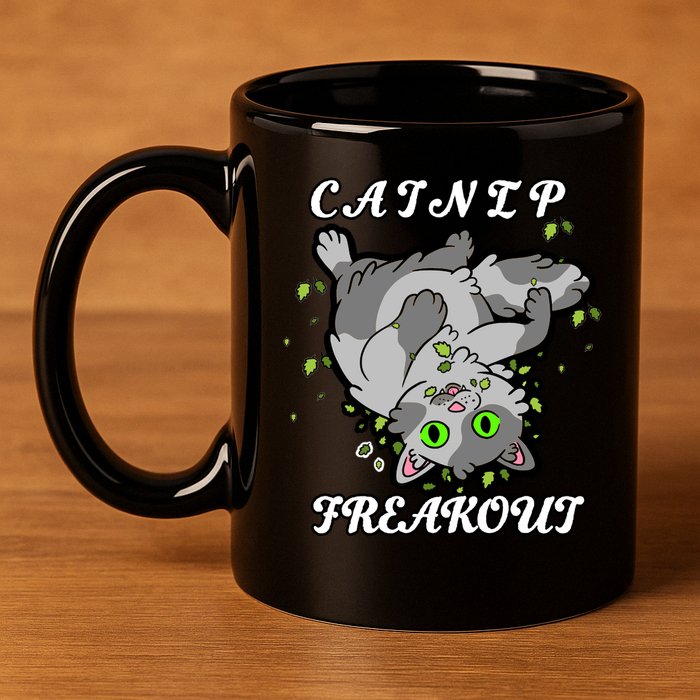 Catnip Freakout 11oz C Handle Ceramic Mug