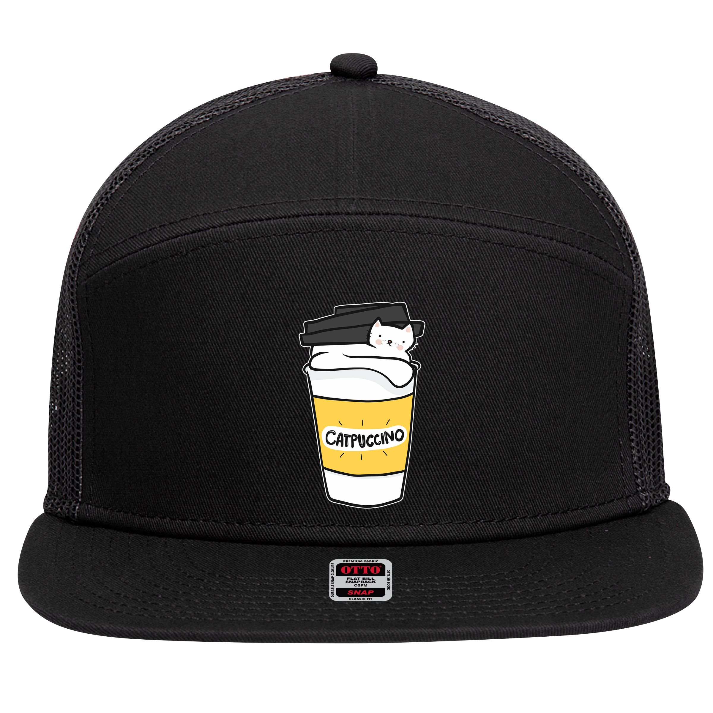 Catpuccino 7 Panel Mesh Trucker Snapback Hat